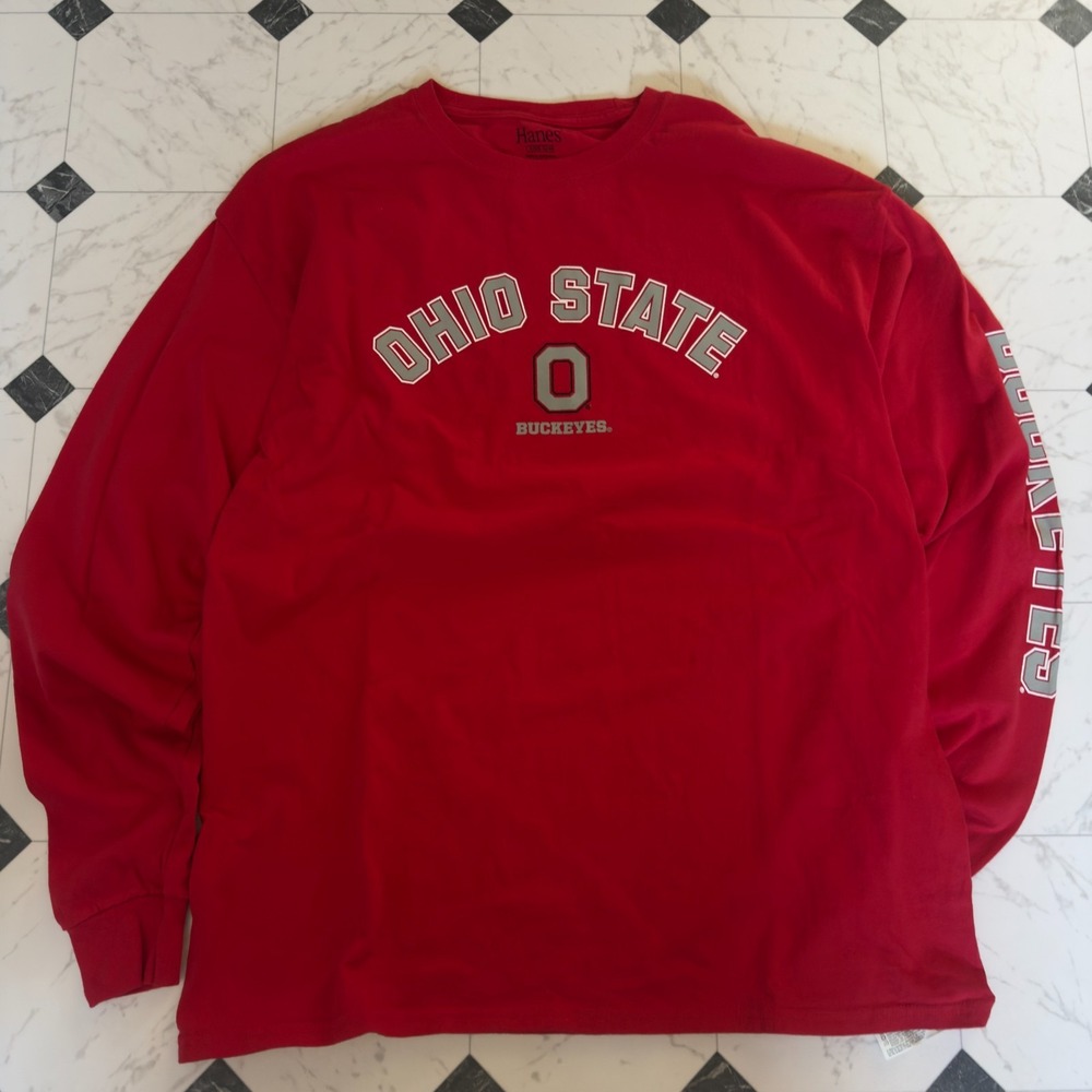 Ohio State Buckeyes Shirt Mens XL Red Long Sleeve Spellout Football